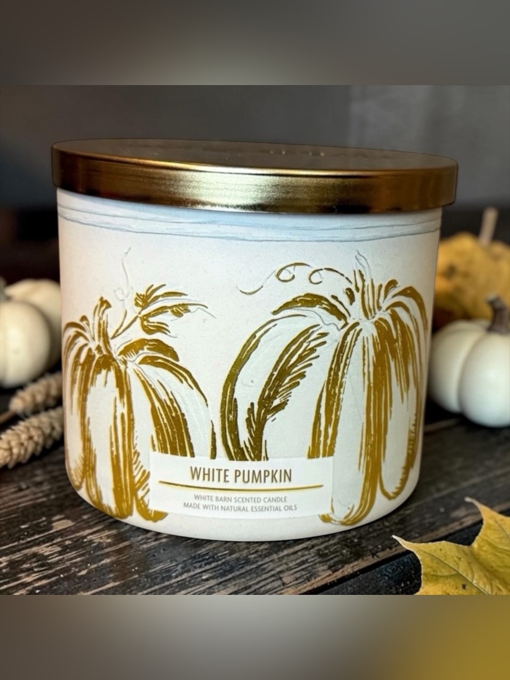 🎃WHITE BARN🎃White Pumpkin 3-Wick Candle/NWT
